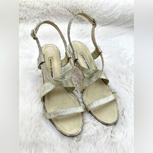 Manolo Blahnik‎ mint green snake skin sandals 38 US size 8